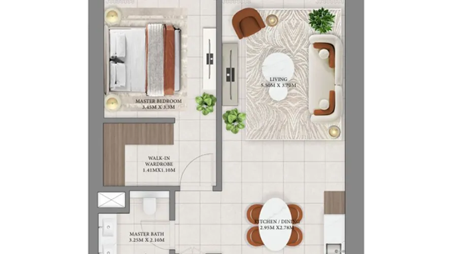 Apartamento de 1 dormitorio en Dubai Hills Estate, UAE No. 1203