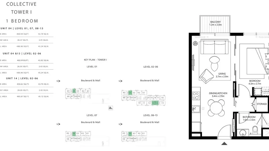 Apartamento de 1 dormitorio en Dubai Hills Estate, UAE No. 1754 № 1