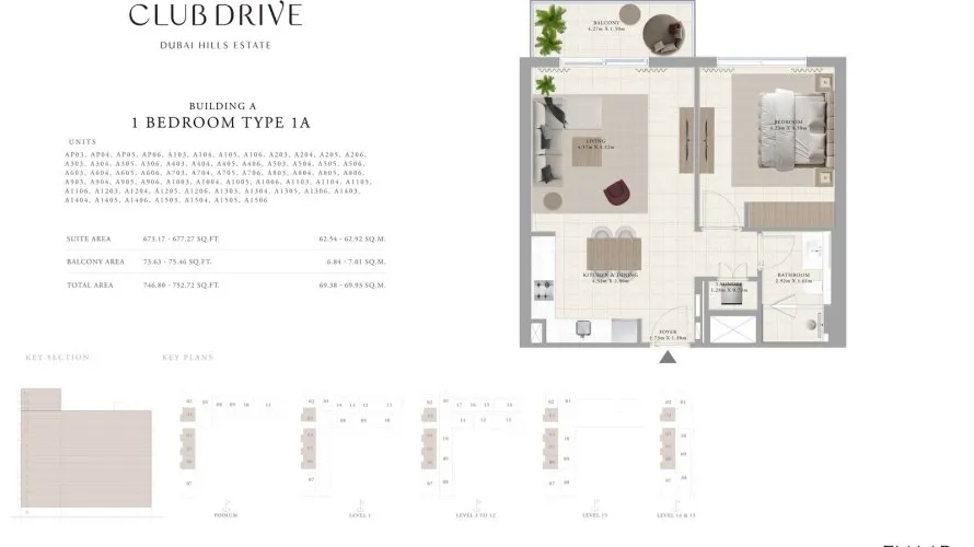 Appartement de 1 chambre à Dubai Hills Estate, UAE No. 1402 № 2