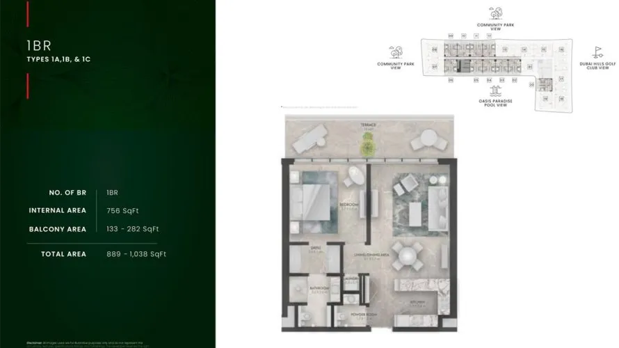 Appartement de 1 chambre à Dubai Hills Estate, UAE No. 1398 № 4
