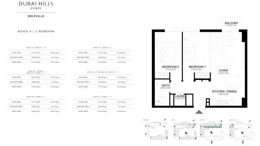 Appartement de 1 chambre à Dubai Hills Estate, UAE No. 1752