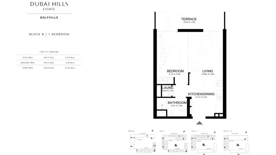 Appartement de 1 chambre à Dubai Hills Estate, UAE No. 1752 № 1